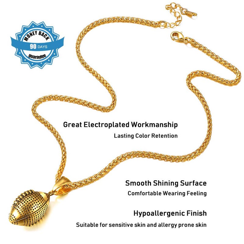 PROSTEEL Gold Plated Soccer American Football Necklaces Stainless Steel Pendant Chain Men Sport Fan Jewelry Soccer Charm Necklace - Image 4